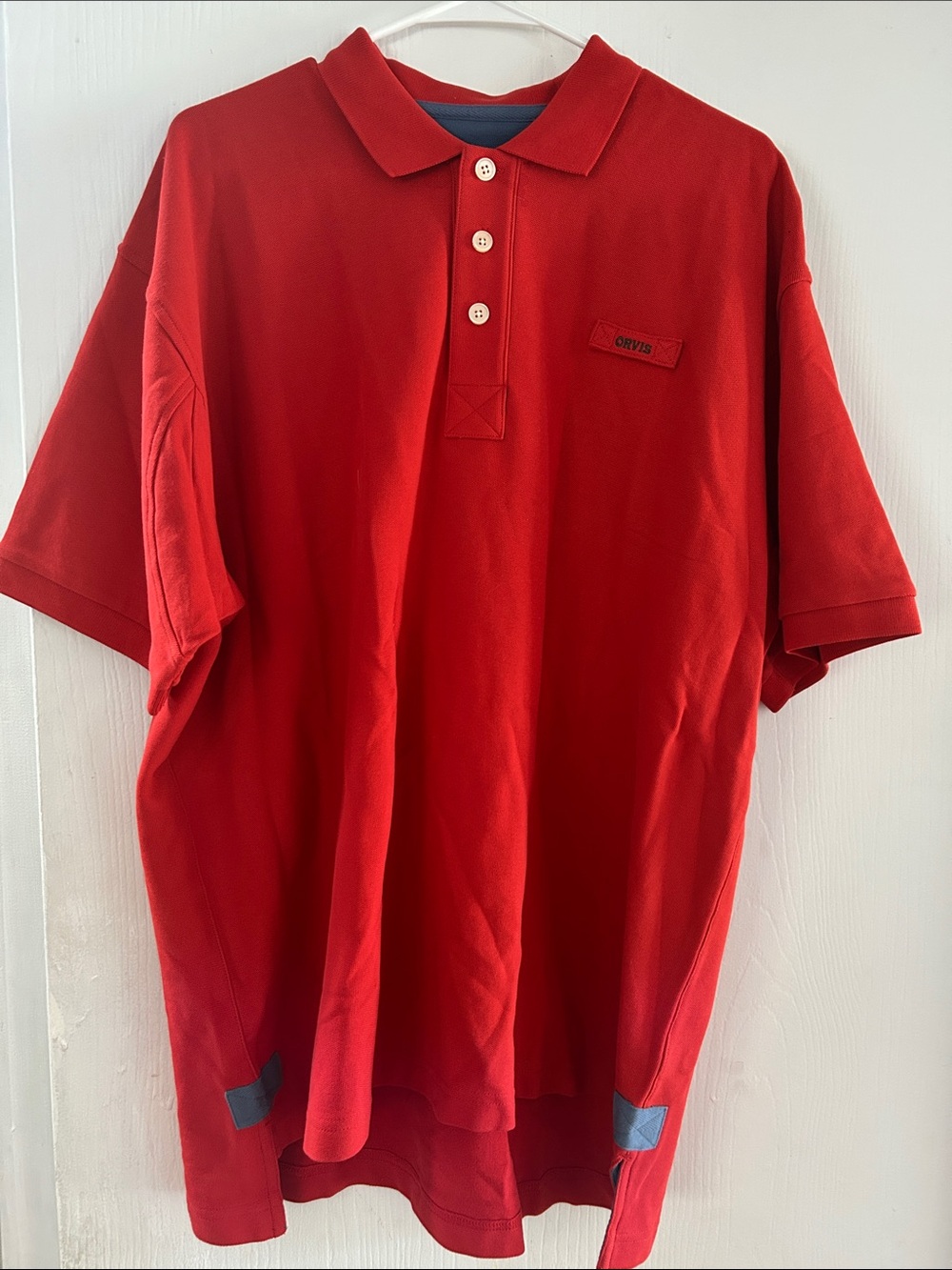 Orvis Men's Polo in Red with Contrast Tabs men’s size XL